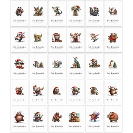 Christmas Cards with Envelope Set of 30 Whimsical Christmas Animals - Folding Cards Christmas Greeting Cards