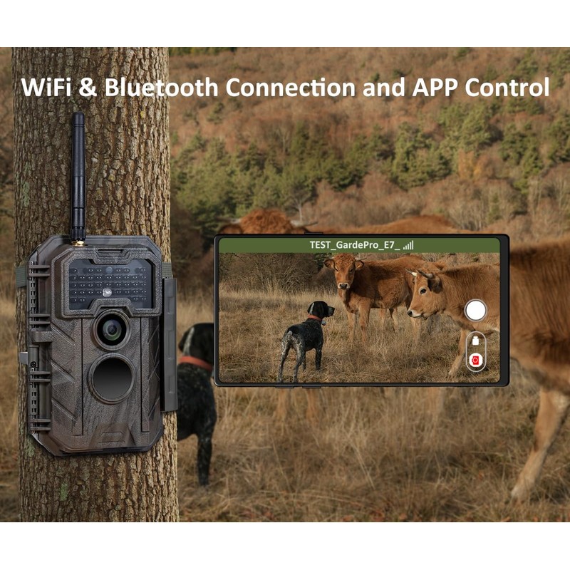 GardePro Trail Camera E7, WiFi Bluetooth, 64MP 1296p Game Camera