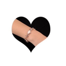 SINLOV Fashion Simple Opal Rhinestone Bracelet Bead Hand Bracelet Charm Rose Gold Leaves Bangle Bracelet Adjustable Jewellery Dainty Hand Jewelry for Women