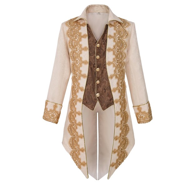 Bvfjqup Mens Steampunk Medieval Tuxedo Jacket Embroidery Tailcoat Vintage Gothic