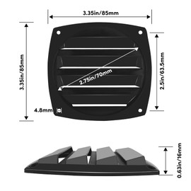 ORLANG 4 Pack Nylon Marine Boat Vent, 3 Inch Boat Louvered Vents with Mounting Screws,Boat Hull Cabin Vents,Marine Air Vent Cover Suitable for Ships,Yacht,RV (Black)