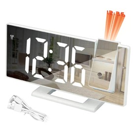 Reloj Despertador Digital con Pantalla LED, Despertador Inteligente con Proyección Giratorio de 180°, Reloj LED con Función Temperatura, 12/24 H, Fecha, Despertador para Dormitorio Cocina Oficina