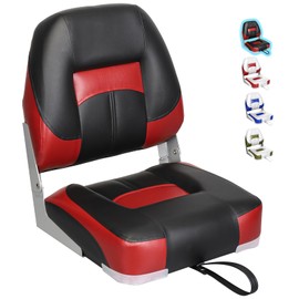 ErgoSeat Two Tone Low Back Folding Boat Seat,Black/Red