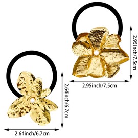 4PCS Valentine Metal Hair Ties Ponytail Hair Cuff Gold & Silver Hair Cuff Wrap Hair Ties for Thick Hair Cute Hair Accessories (Style 2)