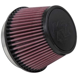 K&N Filtro universal de admisión de aire con abrazadera: alto rendimiento, premium, lavable, filtro de repuesto: diámetro de brida: 5 pulgadas, altura del filtro: 4.125 pulgadas, longitud de la brida: 1 pulgada, forma: redondo cónico, RU-5163