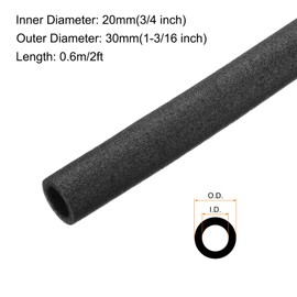 Rebower 4pcs Pipe Insulation Foam Tube 20x30mm 2ft Heat Preservation Foam Pipe [for Copper Water Pipe Freeze Protection] - Black