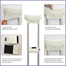 Spring Seaon Velvet Crutch Pads Underarm Padded Cushion Covers Non Slip Crutch Accessories (Cream)
