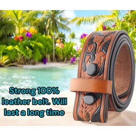 F&L CLASSIC Western Belt without buckle for men – Full Grain Leather Cowboy Belts for jeans - One Piece Leather strap belt, USA,2022-01, size 38