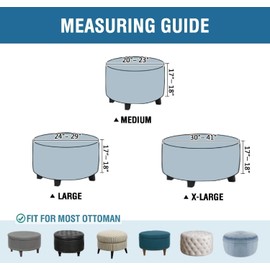DKSLIPGO Ottoman Cover Stretch Ottoman Slipcover Round Ottoman Storage Cover Folding Stool Covers Furniture Protector Cover (Dusty Blue,Large)