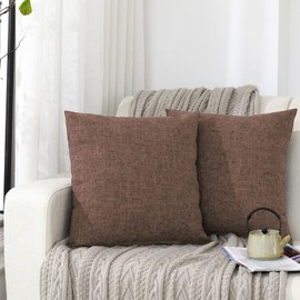 Silky Bunny Cushion Covers, 23.6 x 23.6 Inches (60 x 60 cm), Nordic, Stylish, Sofa Backrest, Linen Texture, Floor Cushion Cover, Solid Color, Hidden Zipper, Decorative Pillow Case, Café, Set of 2