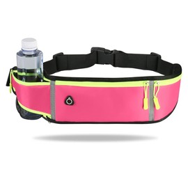 Pink Running Belt, Belt Bag, Waterproof Sports Bum Bag, Running Belt with Waterproof, Fitness Belt with Adjustable Elastic Band, for Jogging, Running and Other Outdoor Activities, Women/Men