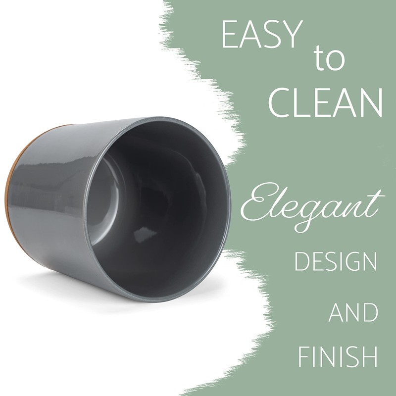 Elanze Designs Glossy X-Large Ceramic Stoneware Cork Bottom Kitchen Utensil