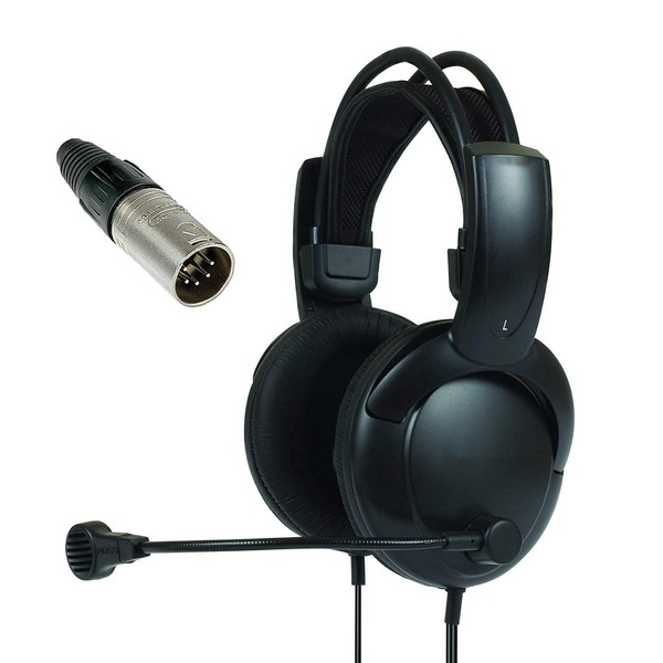 Double Muff Intercom Headphones with Male XLR Five Pin Connector