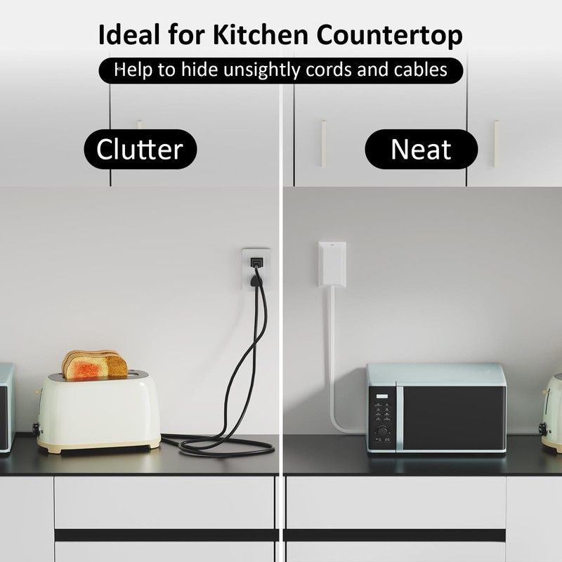 Flat Plug Extension Cord 6FT with Outlet Covers, Ultra-Thin Outlet