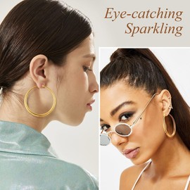 FindChic Hoop Earrings for Men and Women Round Twisted Earring Huggie Hoop Stud Earrings in Diameter 30 mm/40 mm/60 mm/80 mm Punk Earrings for Valentine's Day Birthday, Stainless Steel