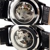 Alienwork IK Automatic Watch Men Women Black Leather Strap Skeleton