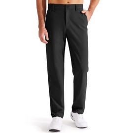 Libin Mens Golf Dress Pants Stretch Work Slacks 29" Lightweight Business Casual Pants for Men Classic Fit Lounge Trousers Comfy with Pockets, Black, 42W x 29L