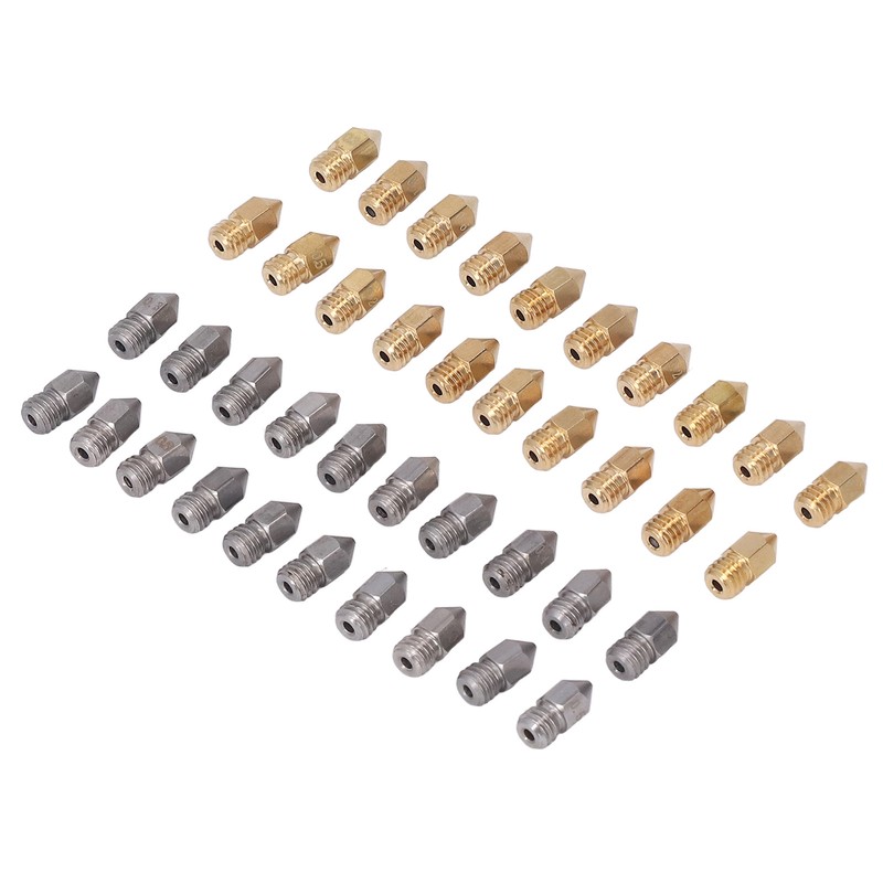 52Pcs 3D Printer Nozzle Stainless Steel Brass with Cleaning Tool