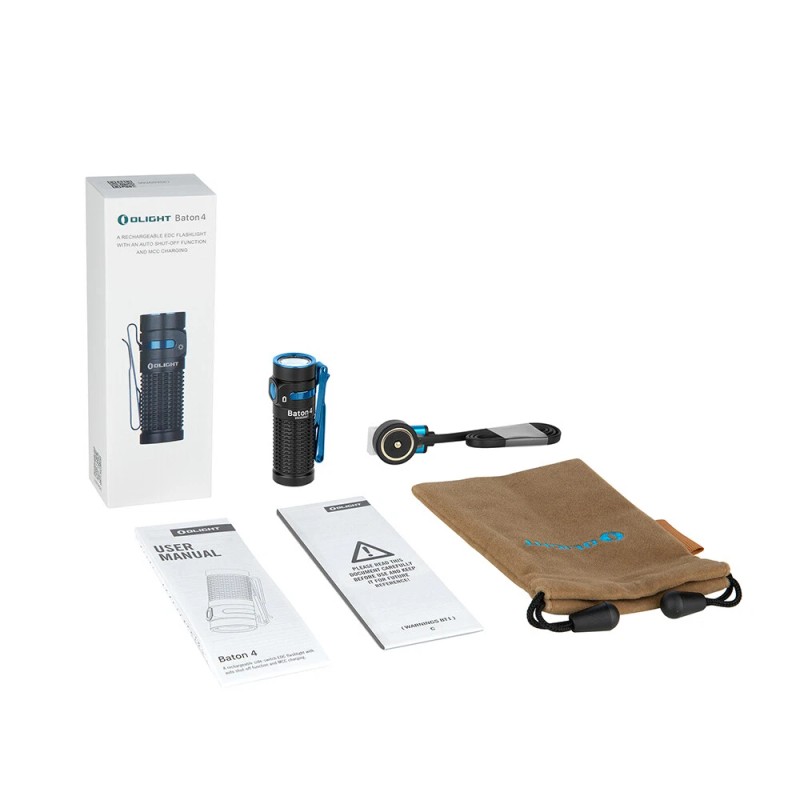Olight Baton 4 Rechargeable EDC Flashlight with Stainless Steel Switch