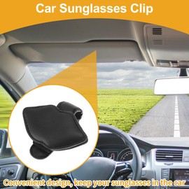 Motoforti Car Sunglasses Clip Magnetic Universal Sun Visor Eyeglasses Holder Clip PU Leather Black 8x7.5cm 1 Pcs