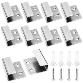 Luomorgo 10 Pcs Tile Display Wall Hanger, Stainless Steel Wall Mount Brackets Hook, Heavy Duty Tile Hanger for Mirrors, Picture Frame Ceramic Wall Display (Medium Size, Silver)