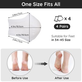 Segbeauty Heel Open Toe Socks, 4 Pairs Gel Heel Socks, Soft, Moisturising Socks, Soft and Ventilated, for Dry Hard Cracked Skin (White)