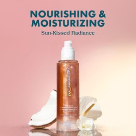 Kopari Sun Shield Body Glow, Broad Spectrum SPF 45, Lightweight Shimmering Gel Texture Absorbs Quickly, Non Sticky, Glowing Results, Rose Gold 5 oz