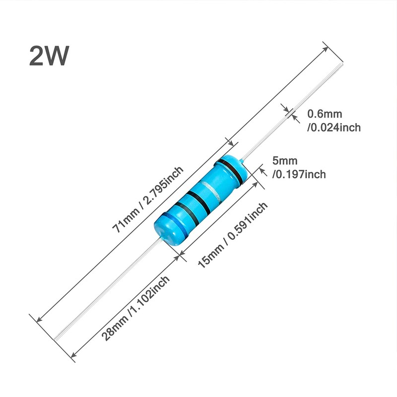 Chanzon 30pcs 2W 47K Ω ohm Metal Film Fixed Resistor