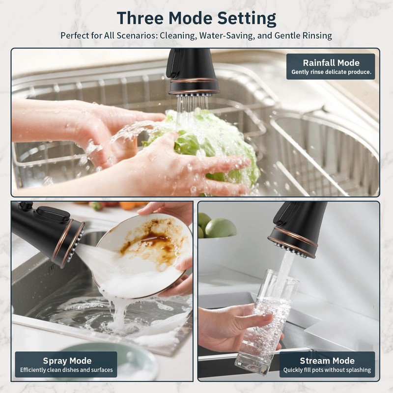 BWE Solid Brass Kitchen Faucet, Oil Rubbed Bronze Kitchen Sink
