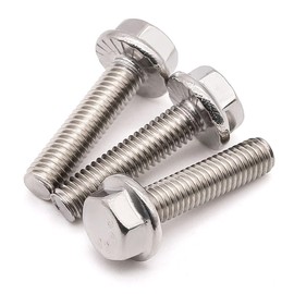 3/8-16 x 1 Serrated Flange Hex Head Bolts Screws, 304 Stainless Steel 18-8, Fully Threaded, Coarse Thread UNC, 10 pcs