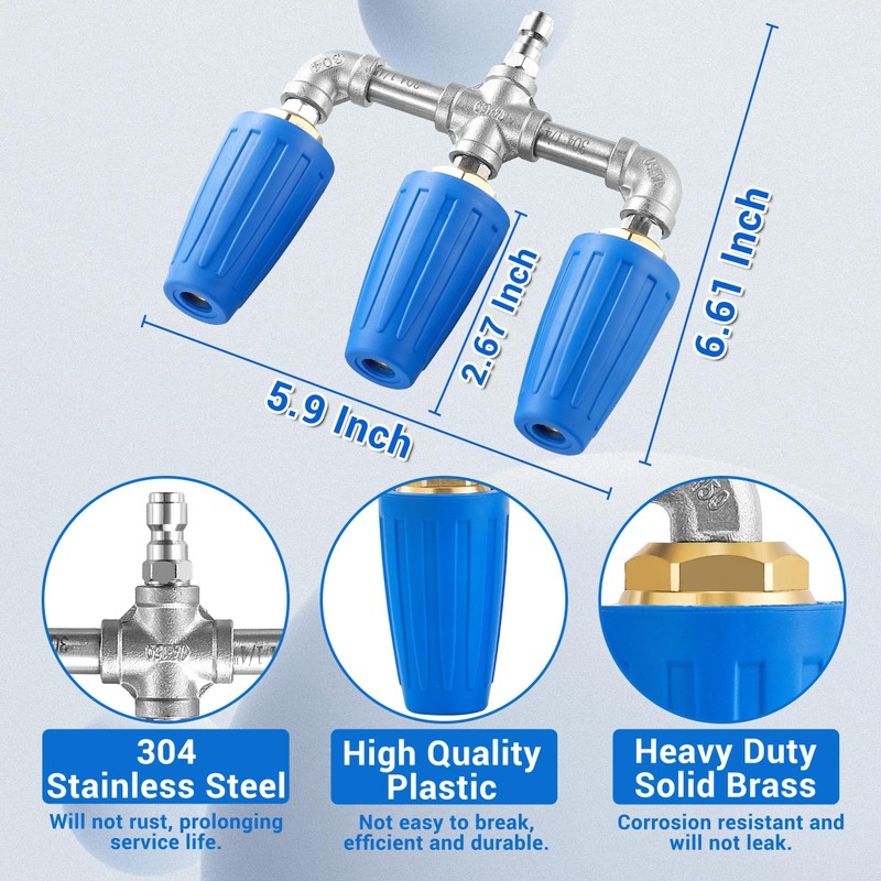 EZALOR Triple Turbo Nozzle Pressure Washer, 360° Rotating Turbo Nozzle
