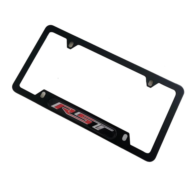 RST License Plate Frame Cover Holder, Black for Silverado 1500