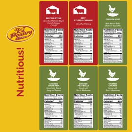 KJ Poultry Kosher Ready Meals - (6 Pack Divine Variety - Beef & Chicken) Prepared Entree Fully Cooked, Shelf Stable Microwave Dinner Travel Military Camping Emergency Survival Protein