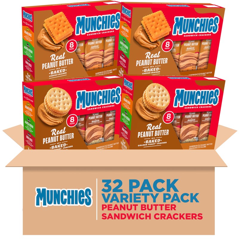 Munchies Sandwich Crackers, Assorted Peanut Butter Variety Pack (Pack of
