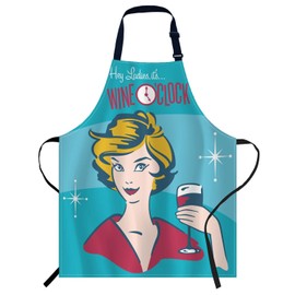 Smooffly Wine Oclock Apron Cooking Apron Cooking and Baking Apron for Men and Women, Kitchen Aprons, Butcher Apron, BBQ and Catering Bib, Wine Oclock, 27 x 31 Inches, Wine Oclock