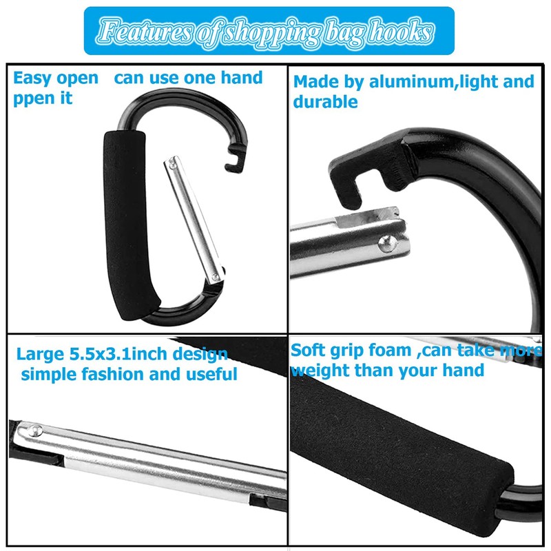 Stroller Hooks by Baby,Large Stroller Hooks for Mommy, 2 pcs