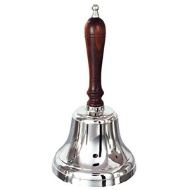 Buckingham Solid Nickel Plated Hand, Dinner, Reception, School, Last Order, Library Bell, Pub Bell-11 cm, Brass, Silver, 11 x 11 x 21.5 cm