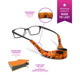 SQV 2 Eyeglass Strap for Kids Elastic Neoprene Lanyard Sports Safety Eye Glasses Cord Holder, Children No-Tail Adjustable Glass Retainers for Boys, Girls, Baby (0-2 Years Old, Wild Animals)