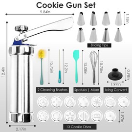 Cookie Press for Baking Set: Maiziyun Metal Cookie Presses Gun Kit 13Pcs Cookie Discs 8Pcs Piping Tip for Cookies Decoration Baking
