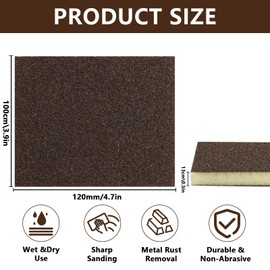 8 Pcs Sanding Sponges 60 Grit Sponge Sanding Pads, Wet and Dry Washable Sand Paper Pack for Wood Walls Metal Plastic Drywall Grinding or Polishing(4.72 x 3.94 x 0.5 inch)