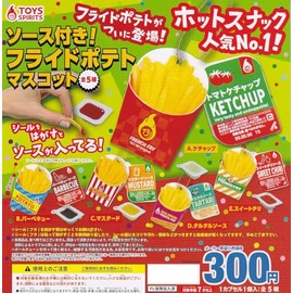 French Fries Mascot with Sauce, 5 Types Set (Full Comp), Gacha Gacha Capsule Toy