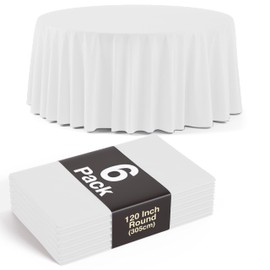 Exquisite 6 Pack White Plastic Table Cloth - 120 Inch Round Disposable Tablecloth for Parties - Round Tablecloth - Disposable Table Cloths for Parties - Plastic Table Cover for Picnics, Formal Events