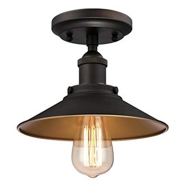 Westinghouse 6336000 Louis One-Light Indoor Semi-Flush Ceiling Fixture, Oil Rubbed Finish and Metallic Bronze Interior, RED