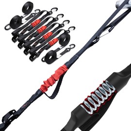 TorkStrap M500 | 14' x 1'' Self Tensioning Tie Down Straps - Automatically Adapt to Load Shifts - 1500LB Break Strength - Pull Alternative to Ratchet Straps - Integrated Soft Loops & Hooks (4-PK)