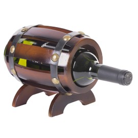 Vintiquewise Single Bottle Holder Wooden Wine Barrel Shaped Vintage Decorative, Brown