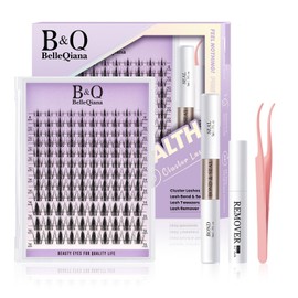B&Q Fairy Cluster Lashes Kit 8-18mm Individual Eyelashes Invisible Band 144pcs Manga Lashes Eyelashes Individual Kit Soft & Waterproof Lash Clusters with Bond & Seal & Removal (Kit-Fairy Lash)