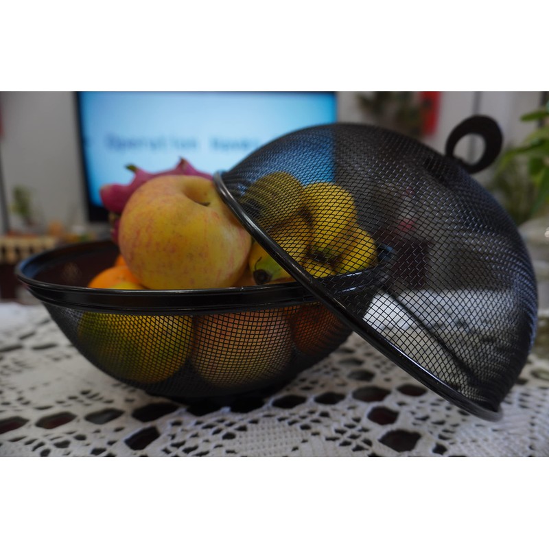 Metal Fruit Basket Decoration Worktop Fruit Bowl Design Grey Mesh