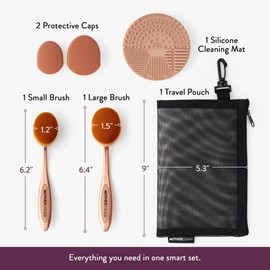 Mothercould Premium Sunscreen Brush Set – Kids & Baby Sunblock Applicator with Metal Handles, Travel Bag, 2 Brushes, 2 Caps, & Cleaning Mat – Rose Gold – Mess-Free Sun Care (2 Pack) (Rose Gold)