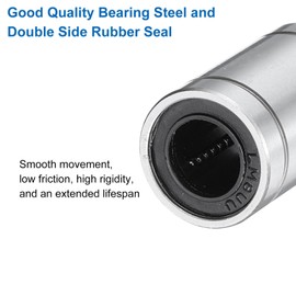 QUARKZMAN LM8UU Linear Bearings 8 mm Bore 15 mm OD 24 mm Length Linear Ball Bearings Double-Sided Rubber Sealed Bearing Steel for CNC Machine 3D Printer Food Packaging Machine Pack of 2