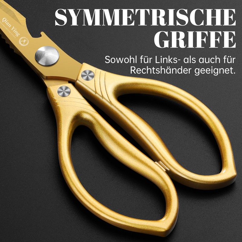 Kitchen Scissors Household Sharp Scissors Gold: Titanium Coating Household Scissors